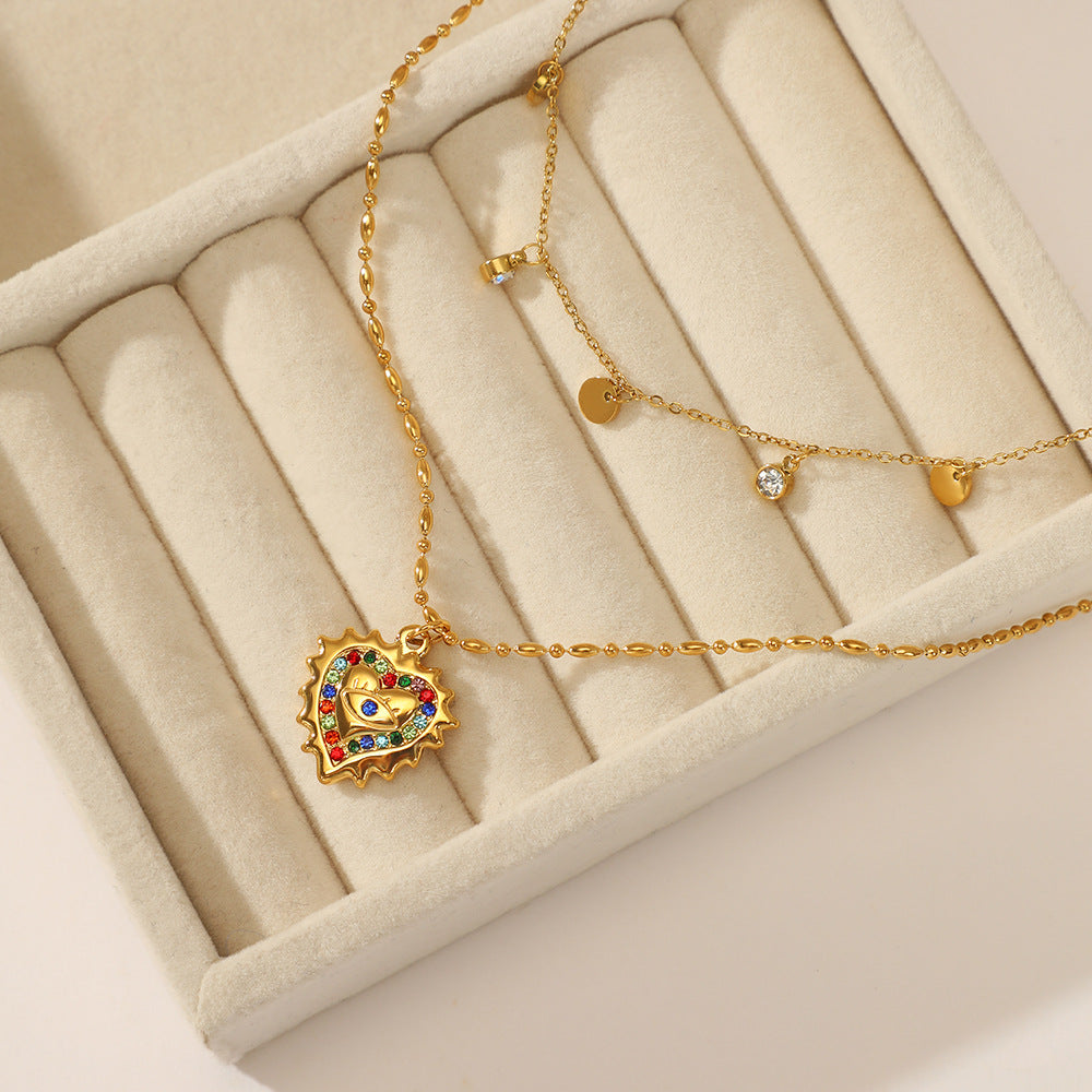 Wholesale Diamond Heart Shape Stainless Steel Necklace